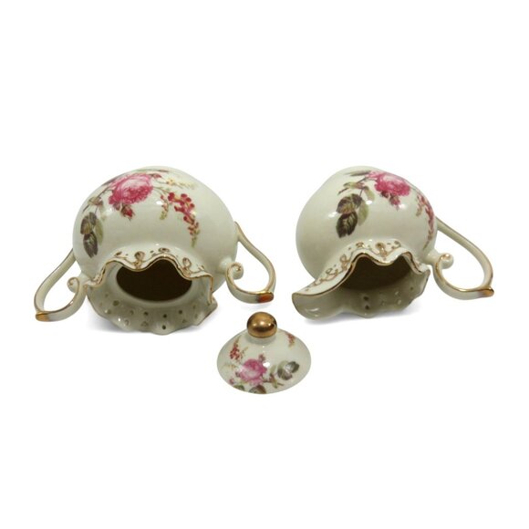 ROYAL ELFREDA Ceramic Creamer And Sugar Bowl Set Blushing Beauty Vintage - Picture 6 of 9